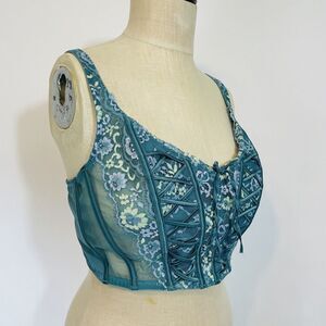 Victoria Secret Dream Angels Corset Size Large Women's Bra Top Unlined Blue